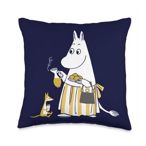 Moomin Moominmamma ‘Serving Hot Tea & Snacks’ Autumn Throw Pillow BLUE Yellow